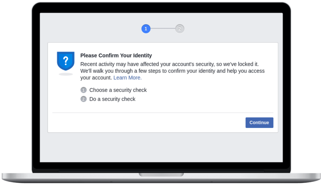 Risk-Based Authentication dialog of Facebook